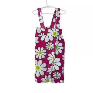 Aegean Apparel Girls Terrycloth Swim Coverup Floral Pattern Pink Green White